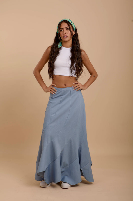 Waves soft Denim Skirt