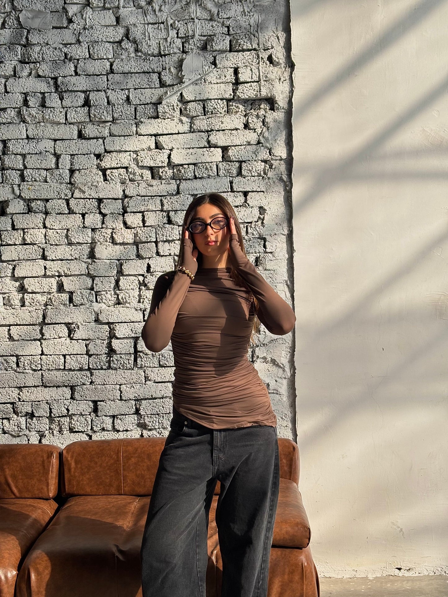 Contour Drape Top - Brown