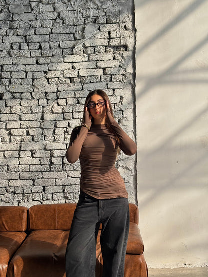Contour Drape Top - Brown