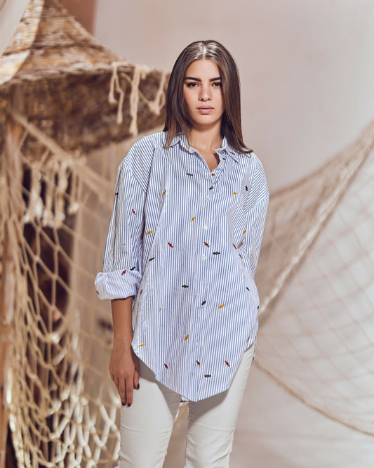 Baby Blue Embroidery Shirt