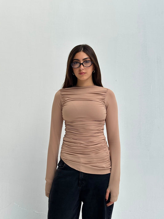 Contour Drape Top - Beige