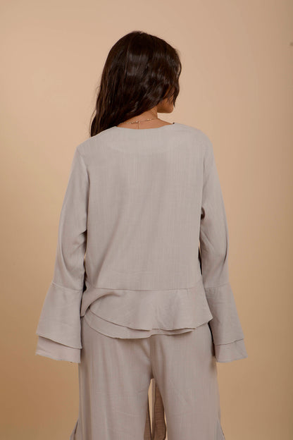 Grey Boho Long sleeve Top