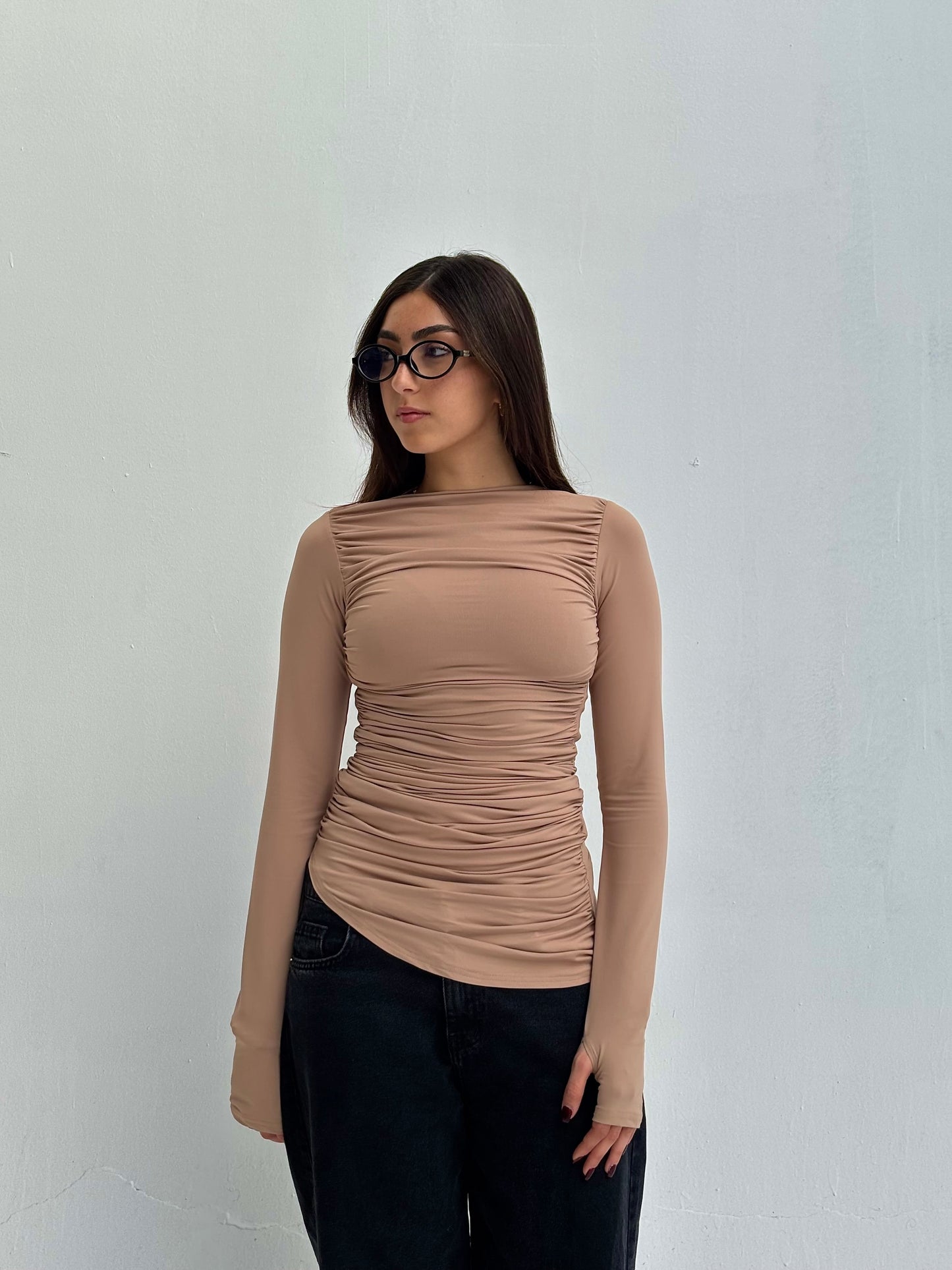 Contour Drape Top - Beige