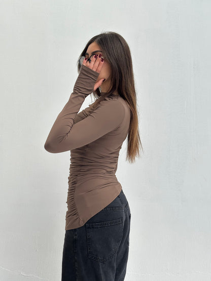 Contour Drape Top - Brown