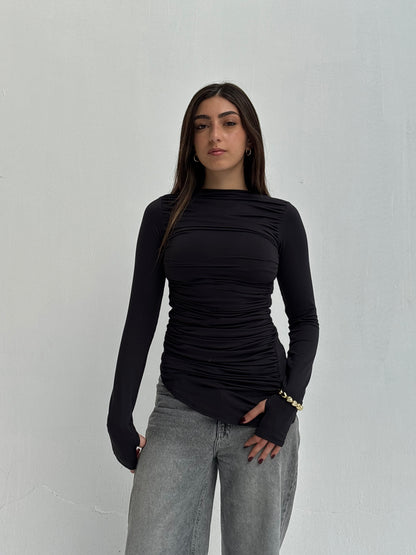 Contour Drape Top - Black