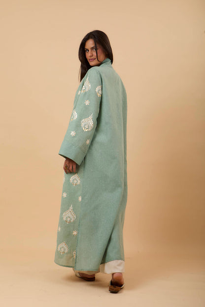 Mint Embro Applique Kaftan