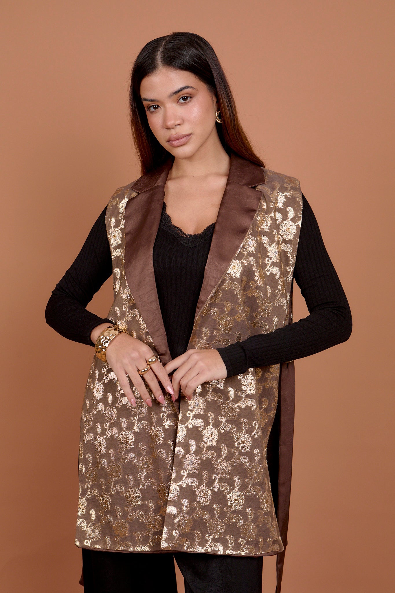 Brown & Gold Embro Vest