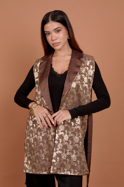 Brown & Gold Embro Vest