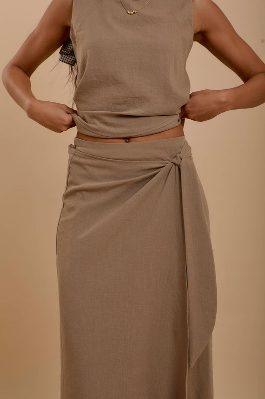 Cafe Wrap Linen Skirt