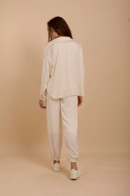 Creme Crushed satin Set
