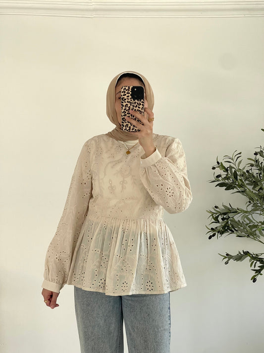 Summer Blossom Blouse in Beige