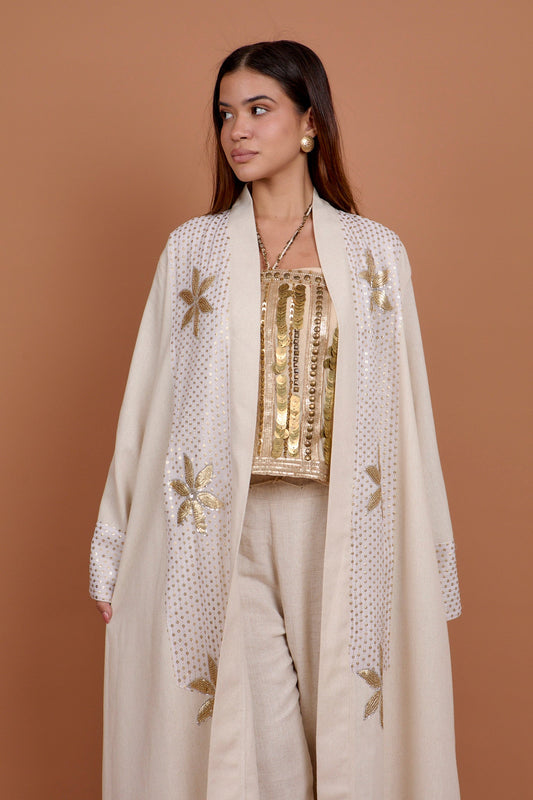 Off-white Sparkling Floral Kaftan