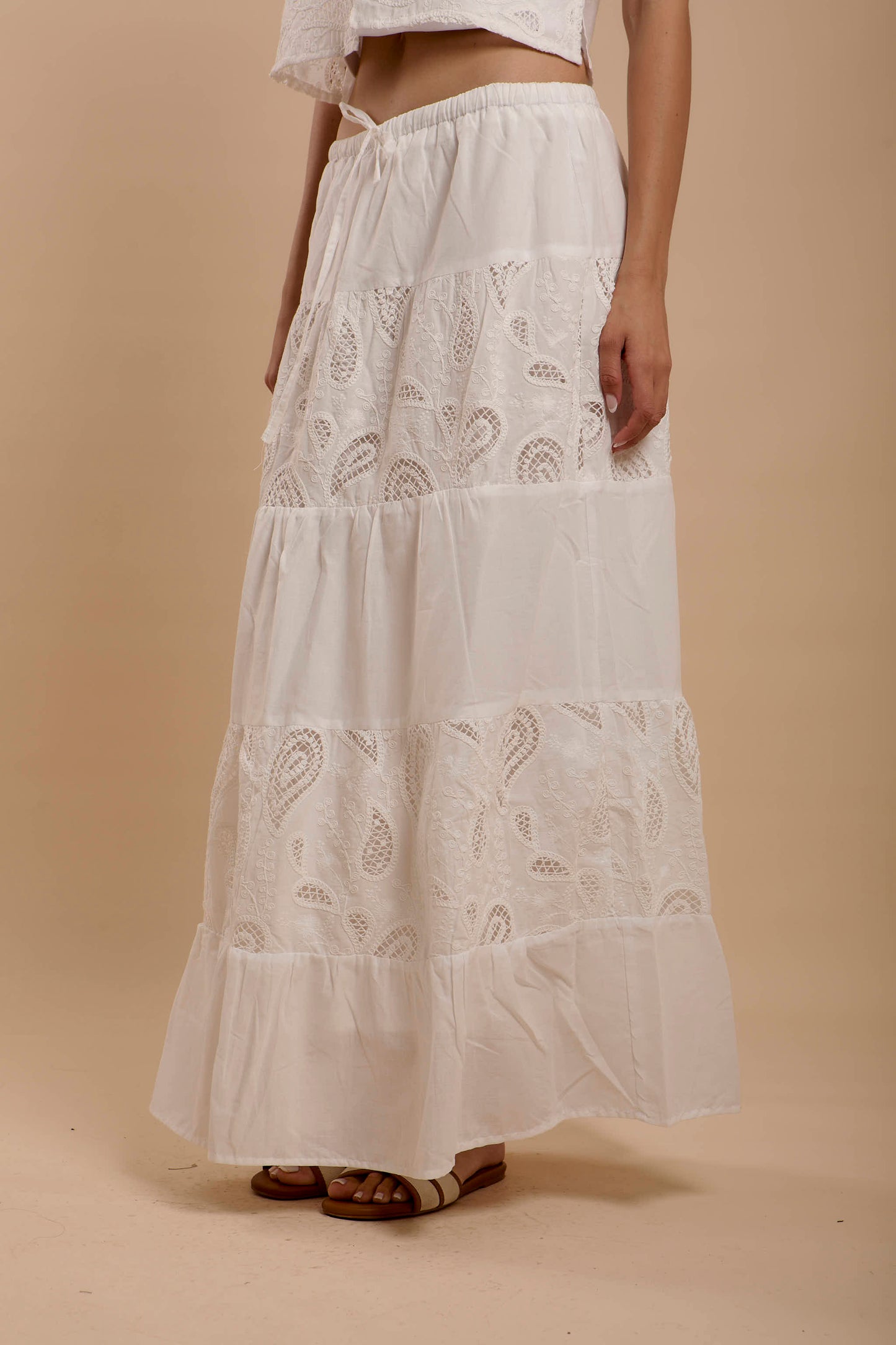 Hippie White Embro  Skirt