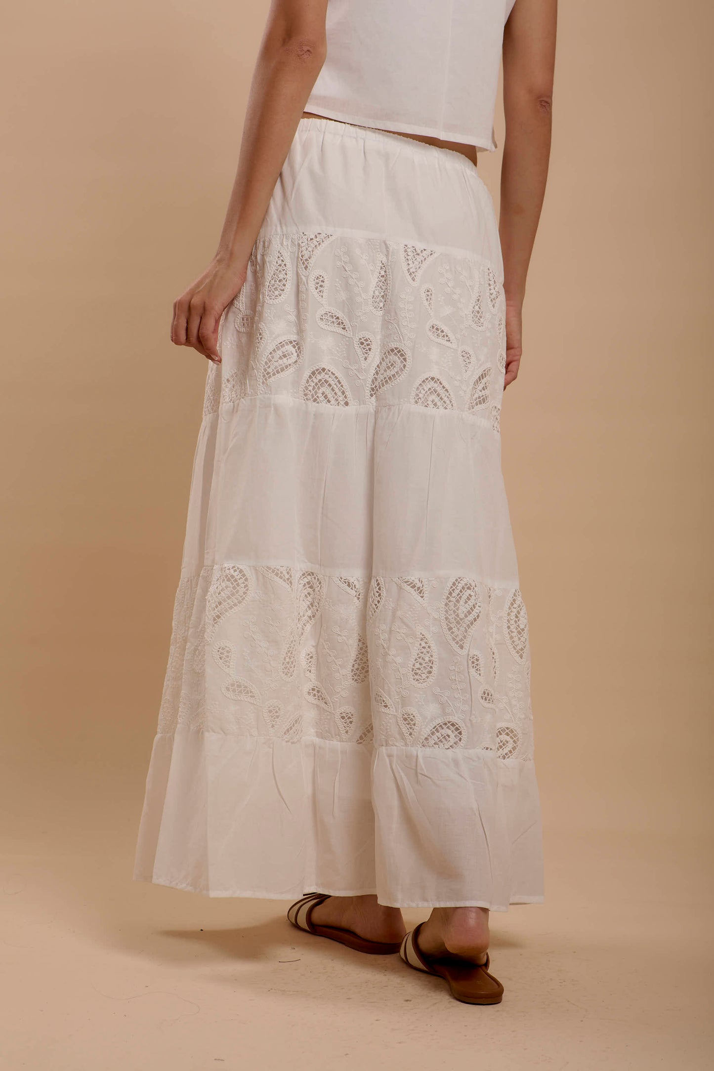 Hippie White Embro  Skirt