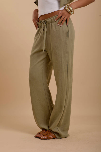 Olive Loose Linen Pants