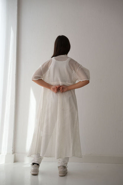 Net Dress In White