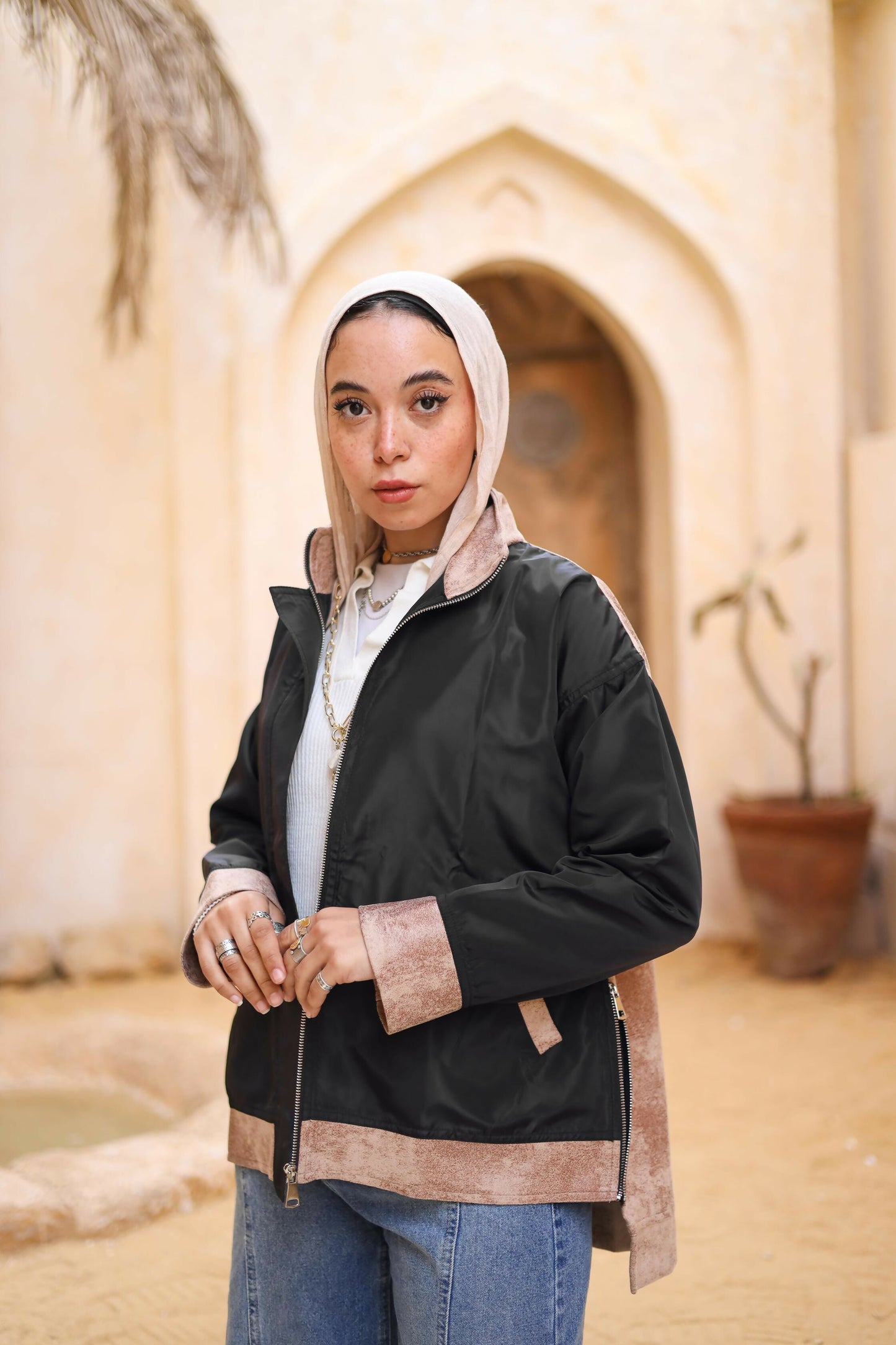 Waterproof and leather jacket