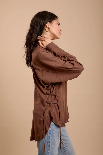 Brown Side sinching Shirt