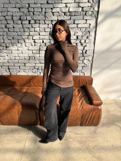 Contour Drape Top - Brown