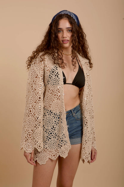 Long Sleeve crochet shirt/Cover-up