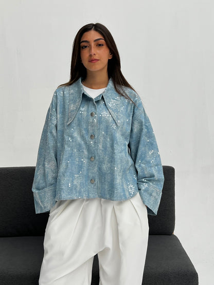 Bling Light Faded Denim Shirt