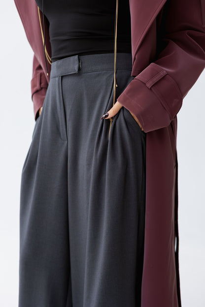 Premium soft wool Dark Grey loose pants