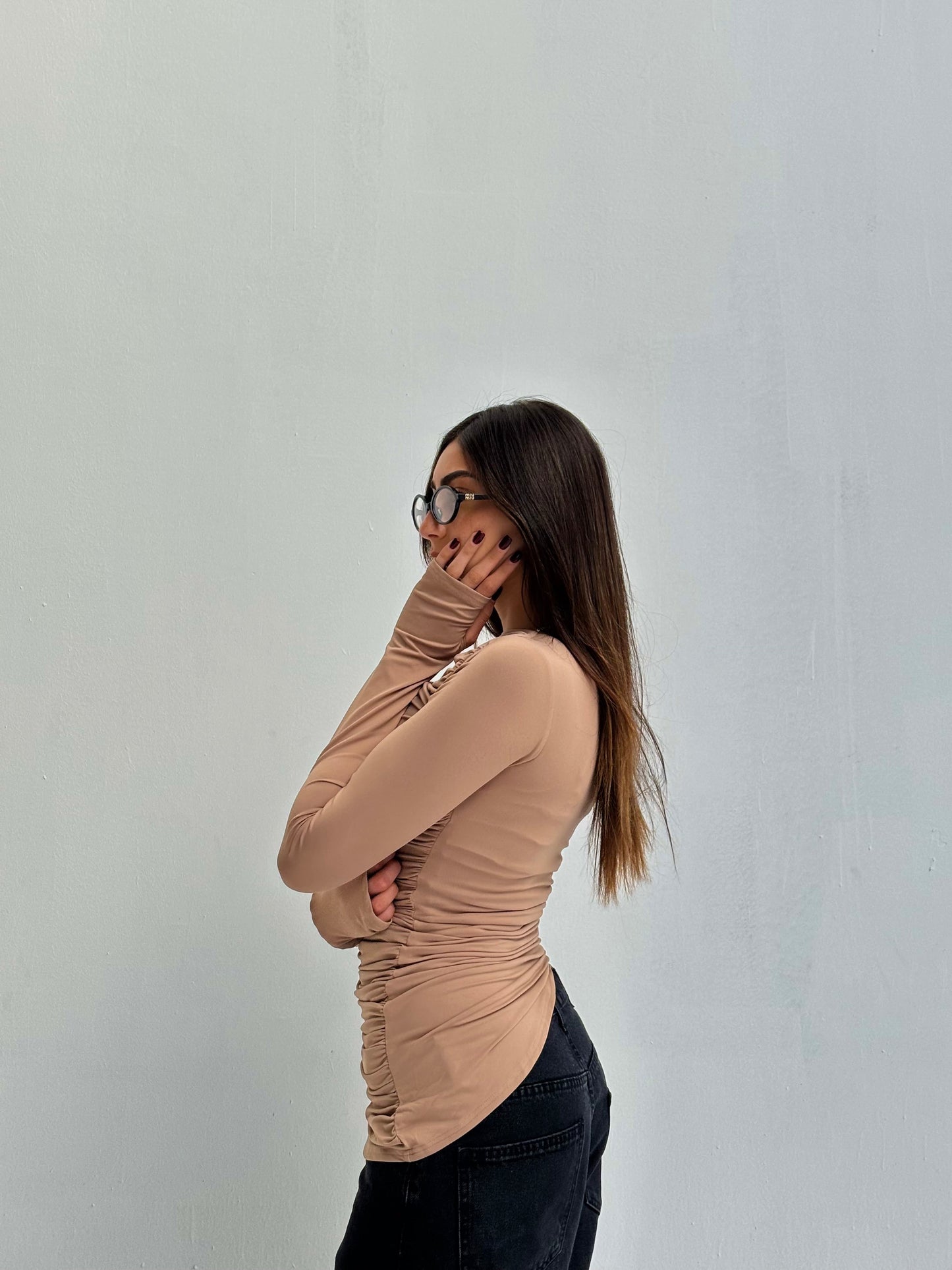 Contour Drape Top - Beige