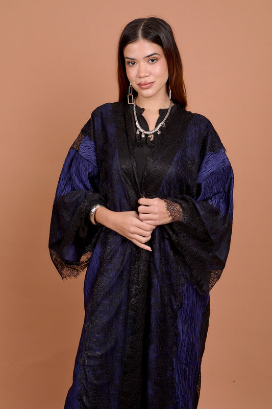Satin & Lace Indigo Kimono