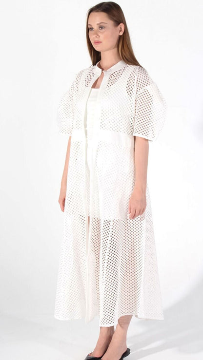 Net Dress In White