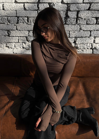 Contour Drape Top - Brown