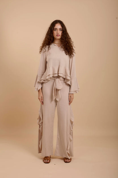 Beige Boho Long sleeve Top