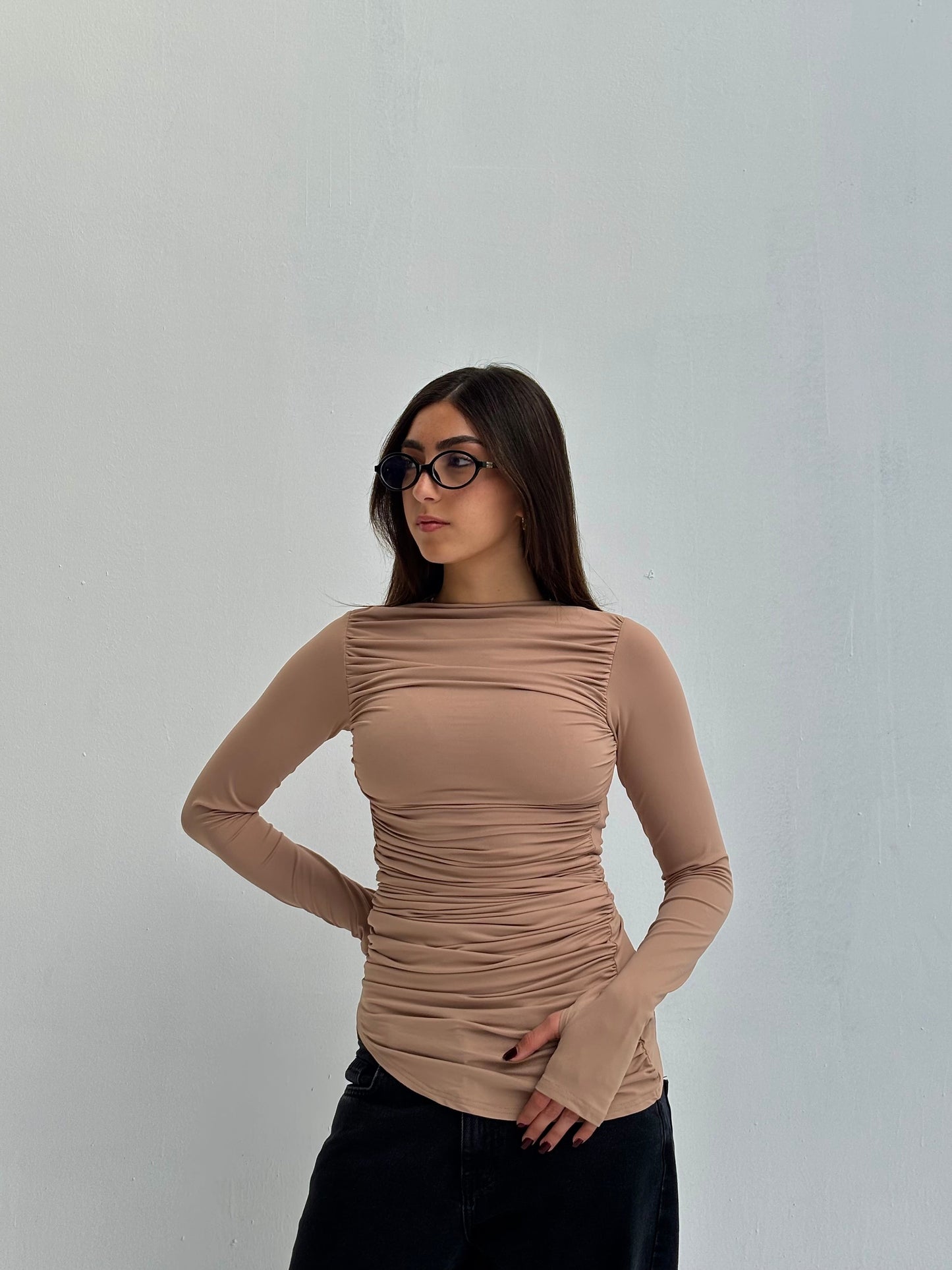 Contour Drape Top - Beige