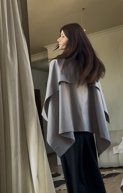 Cape Cropped Trench - Grey