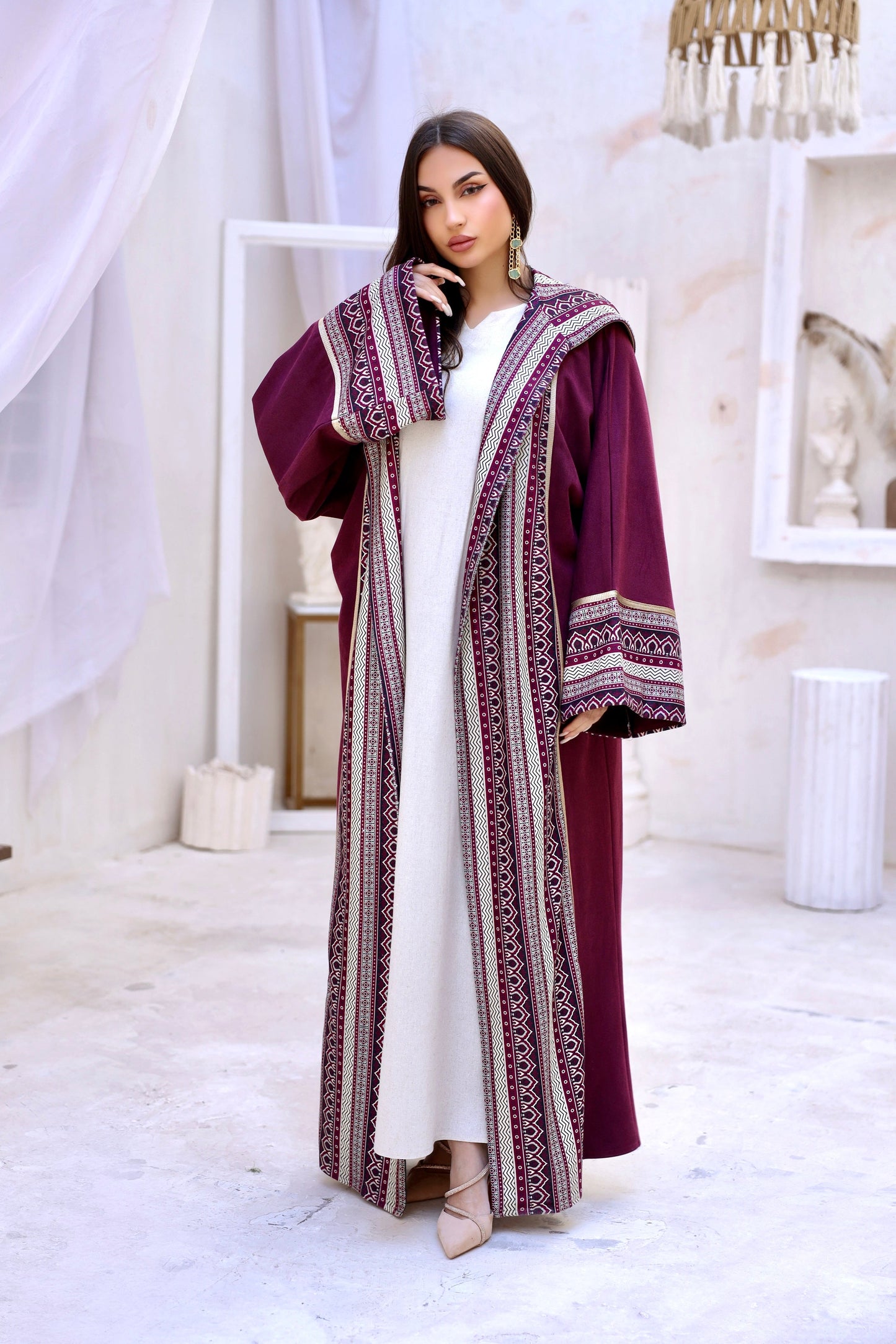 Helal Burgundy Kaftan