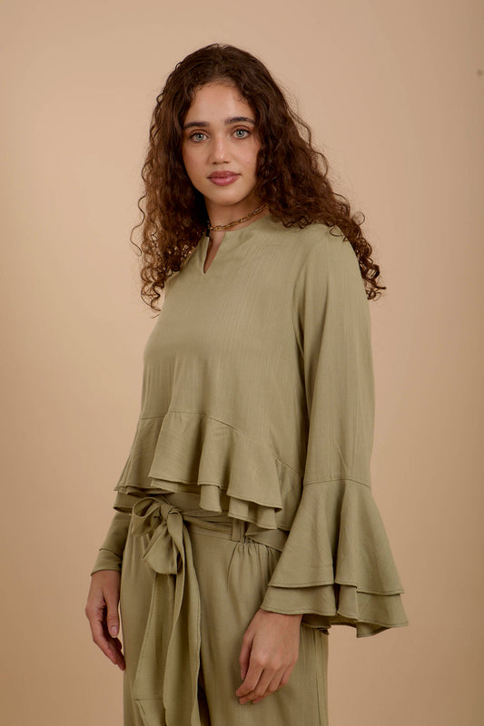Olive Boho Long sleeve Top