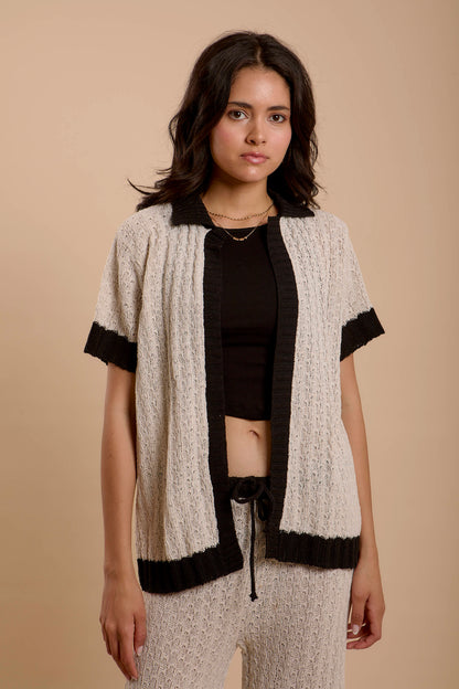 Crochet Shirt Offwhite & Black