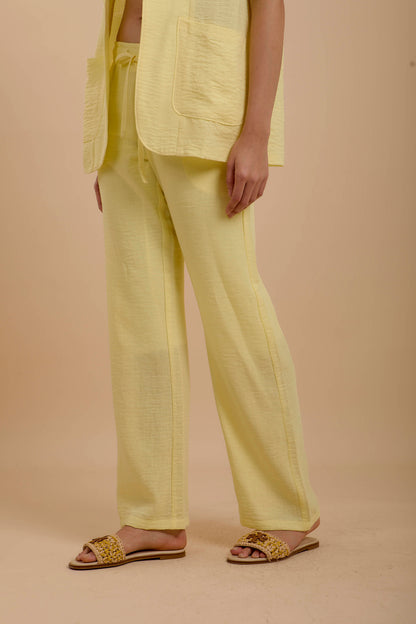 Yellow Linen Loose pants
