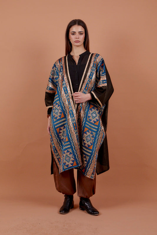 Tribal Blue & gold Kaftan