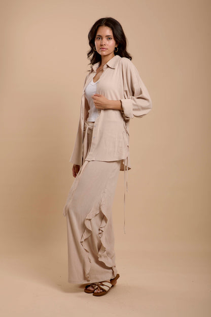 Beige Side sinching Shirt