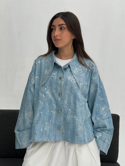 Bling Light Faded Denim Shirt