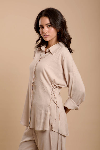 Beige Side sinching Shirt