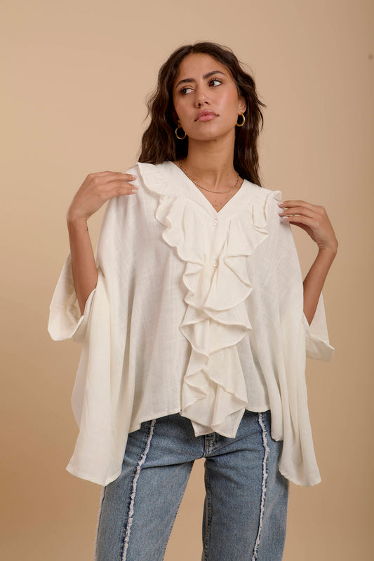 Ruffles Boho off-white shirt