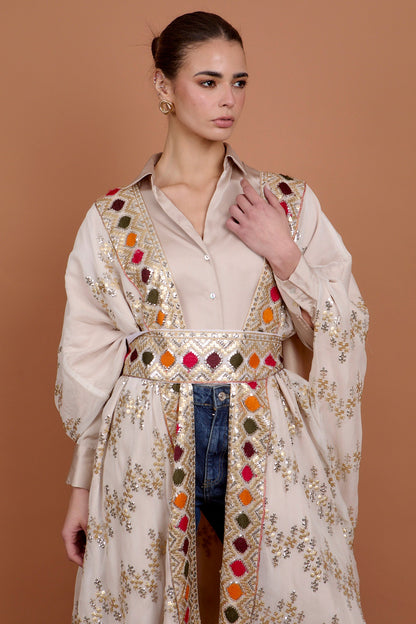 Halo - White coated Kimono + Belt