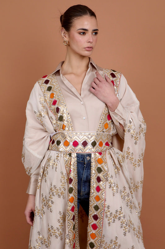 Halo - White coated Kimono + Belt