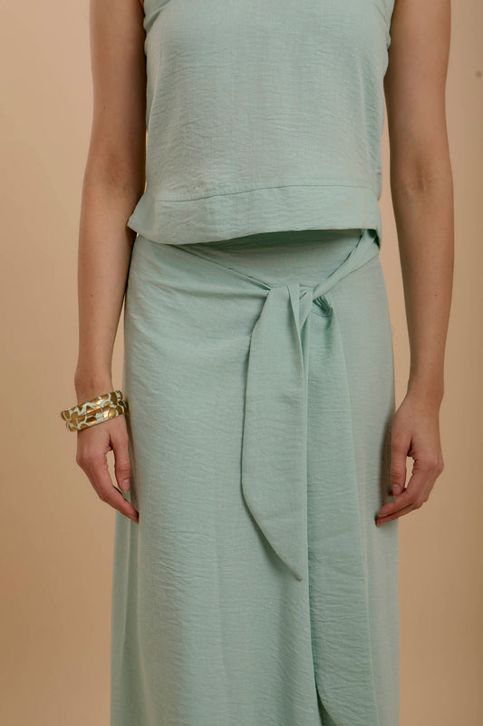 Mint Wrap Linen Skirt
