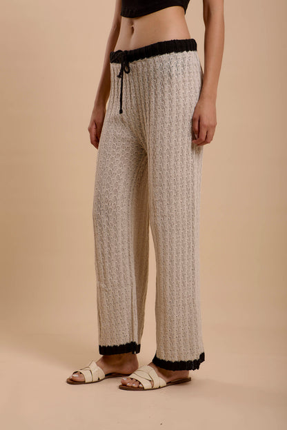 Crochet pants Offwhite & Black
