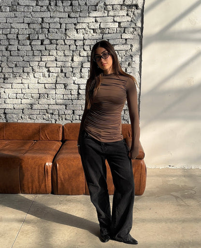 Contour Drape Top - Brown