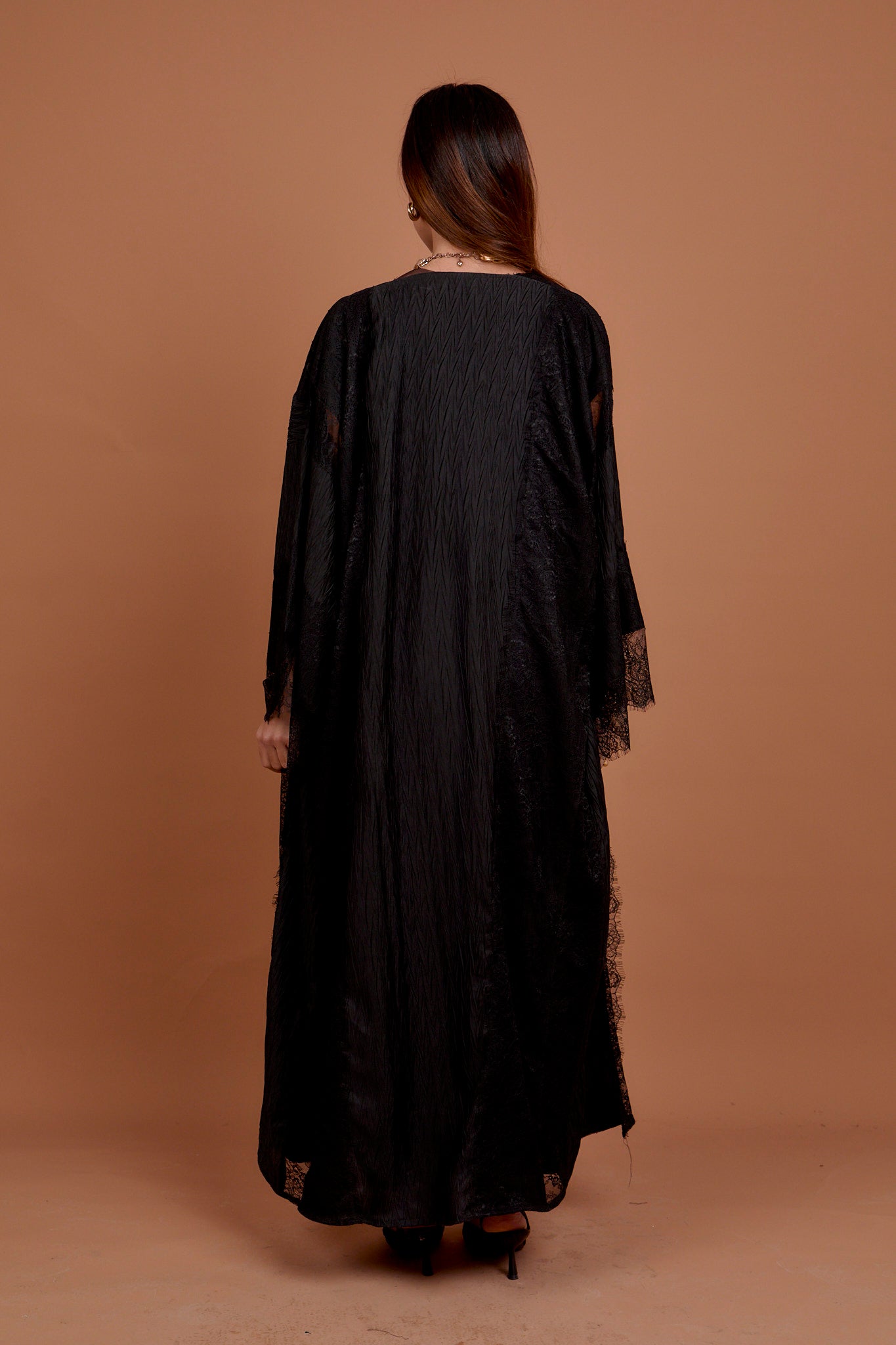 Satin & Lace Black Kimono