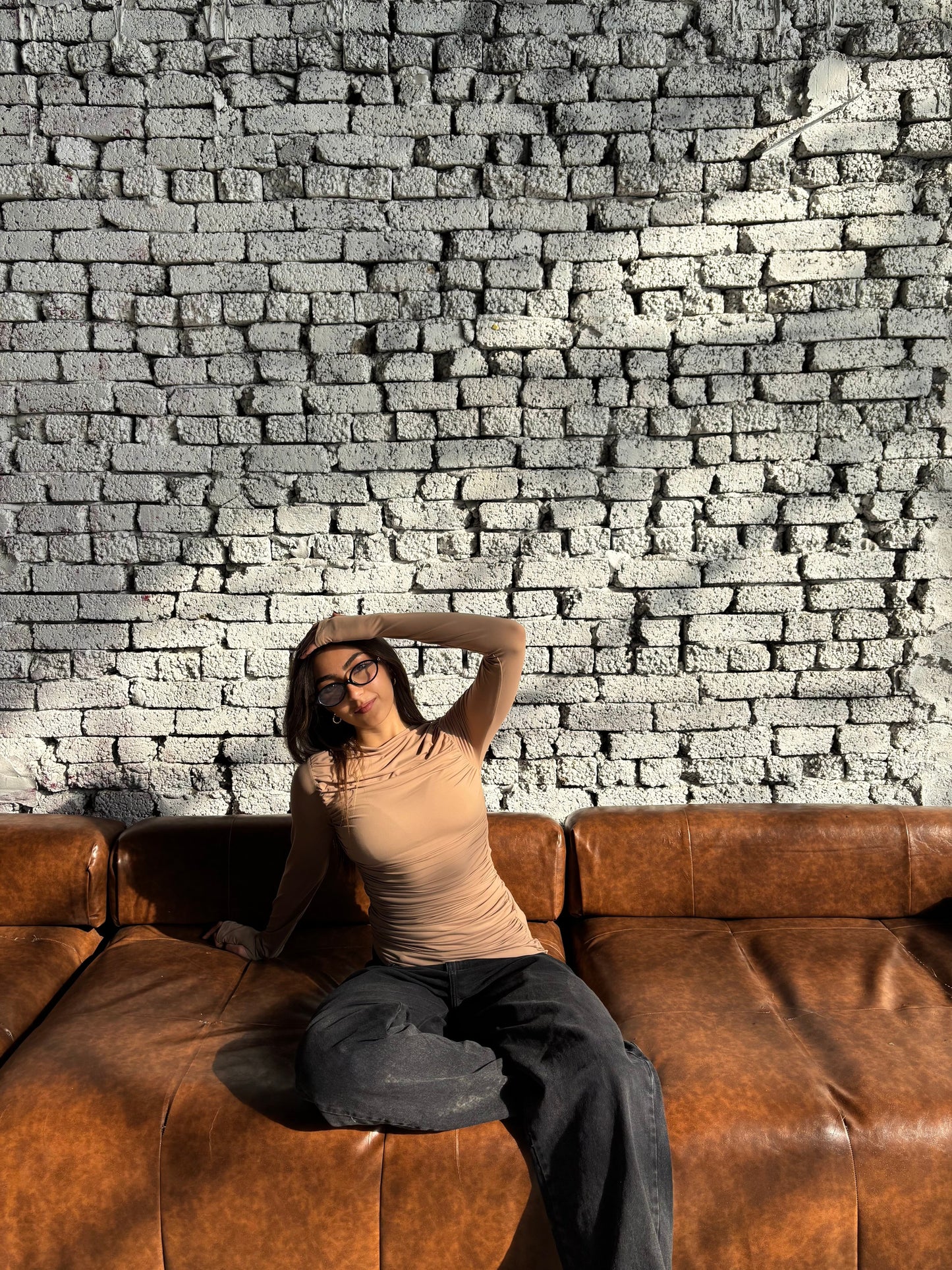 Contour Drape Top - Beige