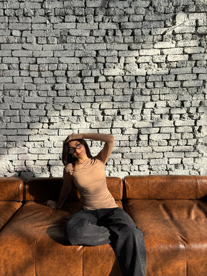 Contour Drape Top - Beige